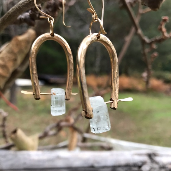 Aquamarine and Gold earrings - Picture 2 of 2